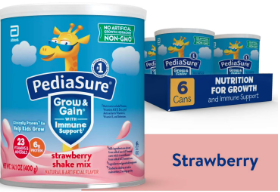 PediaSure Grow & Gain Shake Mix Powder, Strawberry,  Can_48 Servings 14.1 oz